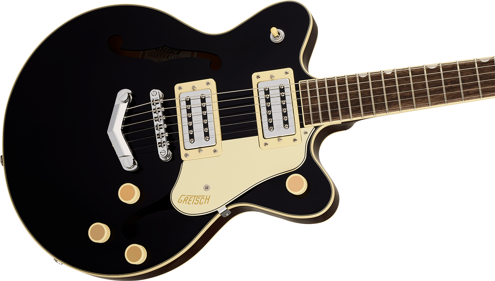 Gretsch G2655 Center Block Jr Dc V-stoptail Streamliner 2h Ht Lau - Black - Guitarra eléctrica de doble corte - Variation 2