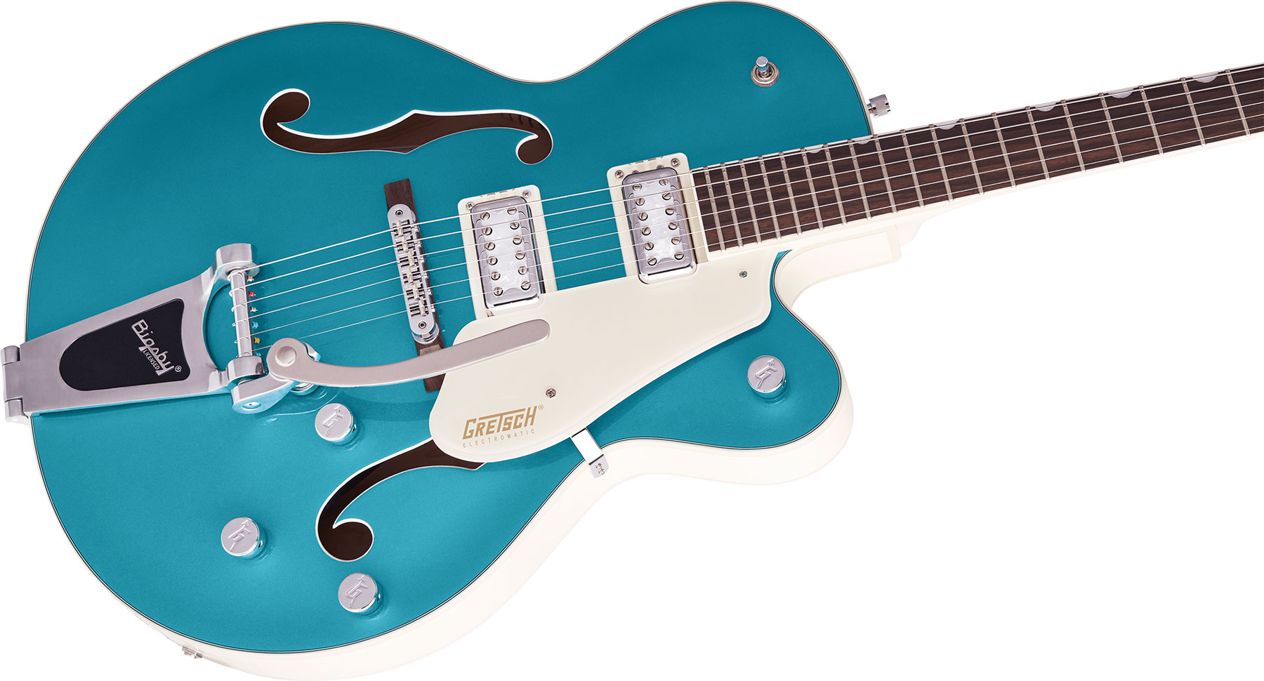 Gretsch G5410t Tri-five Electromatic Hollow Hh Bigsby Rw - Two-tone Ocean Turquoise/vintage White - Guitarra eléctrica semi caja - Variation 2
