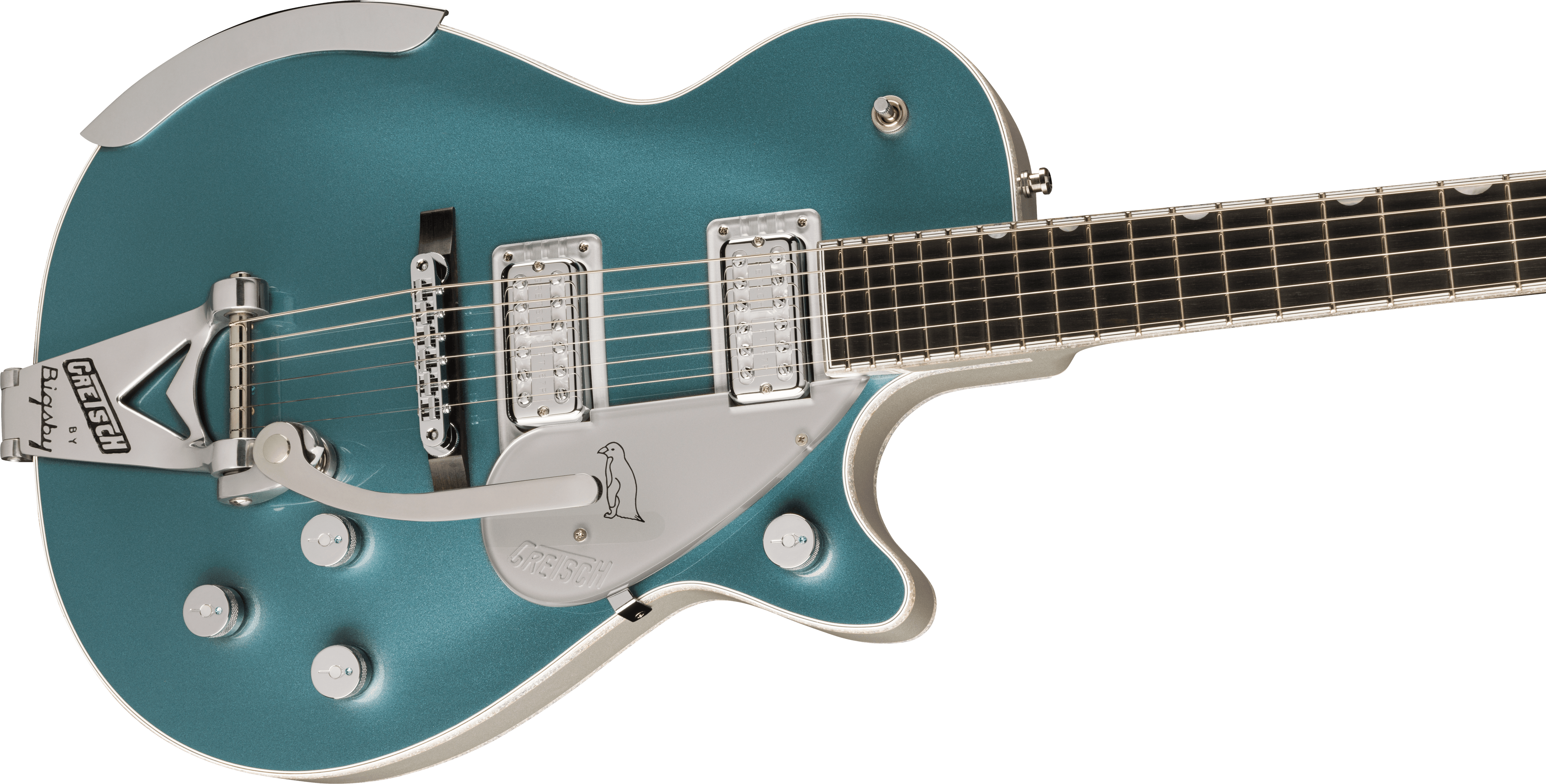 Gretsch G6134t-140 Ltd 140th Double-platinum Penguin Bigsby Pro Jap 2h Trem Eb - Two-tone Stone / Pure Platinum - Guitarra eléctrica de corte único. -