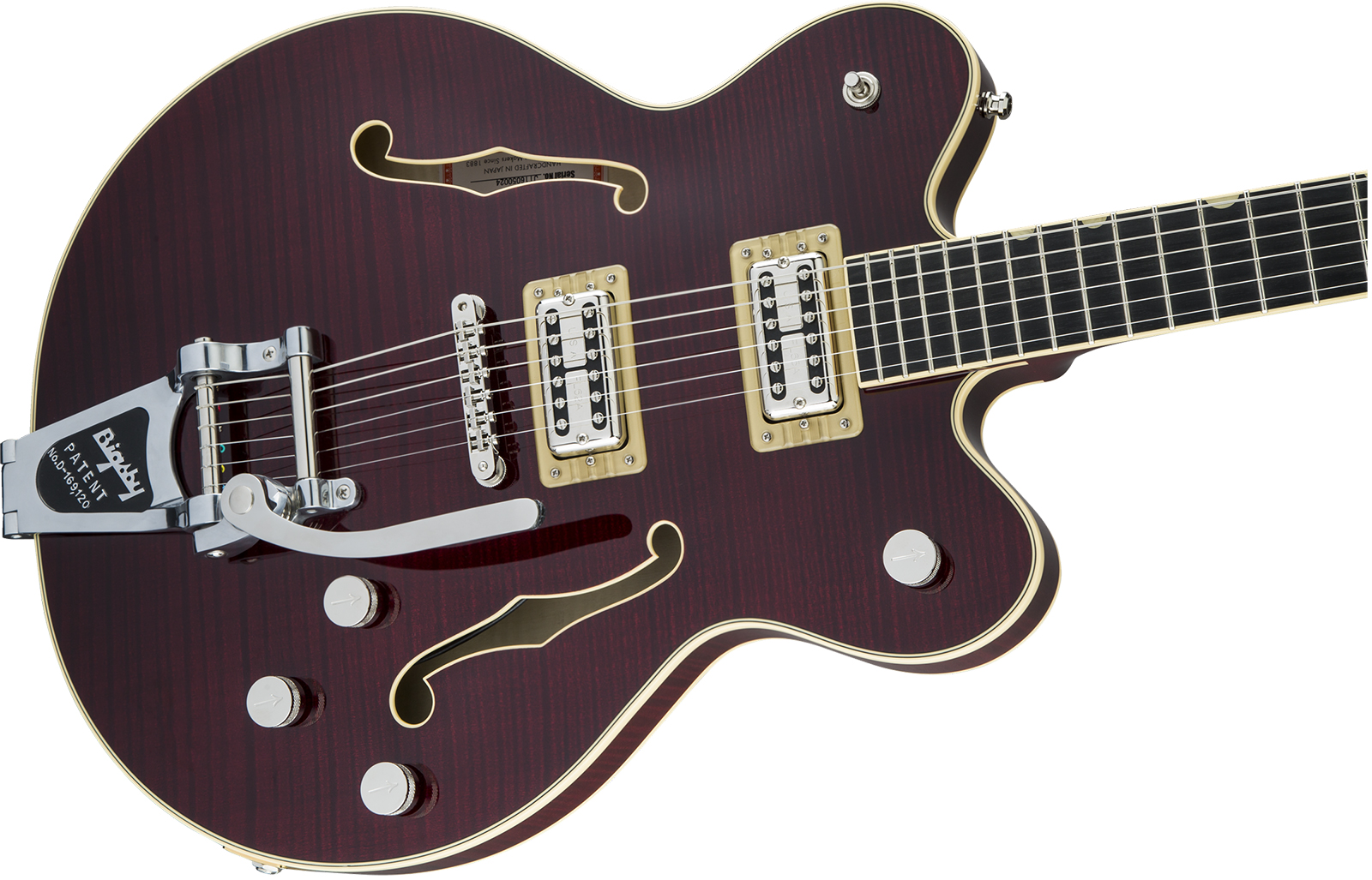 Gretsch G6609tfm Broadkaster Center Bloc Dc Players Edition Pro Jap Bigsby Eb - Dark Cherry Stain - Guitarra eléctrica semi caja - Variation 2