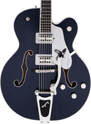 Guitarra elécrica jazz cuerpo acústico Gretsch Rich Robinson G6136T-RR Magpie Bigsby Professional (Japan) - Raven's breast blue