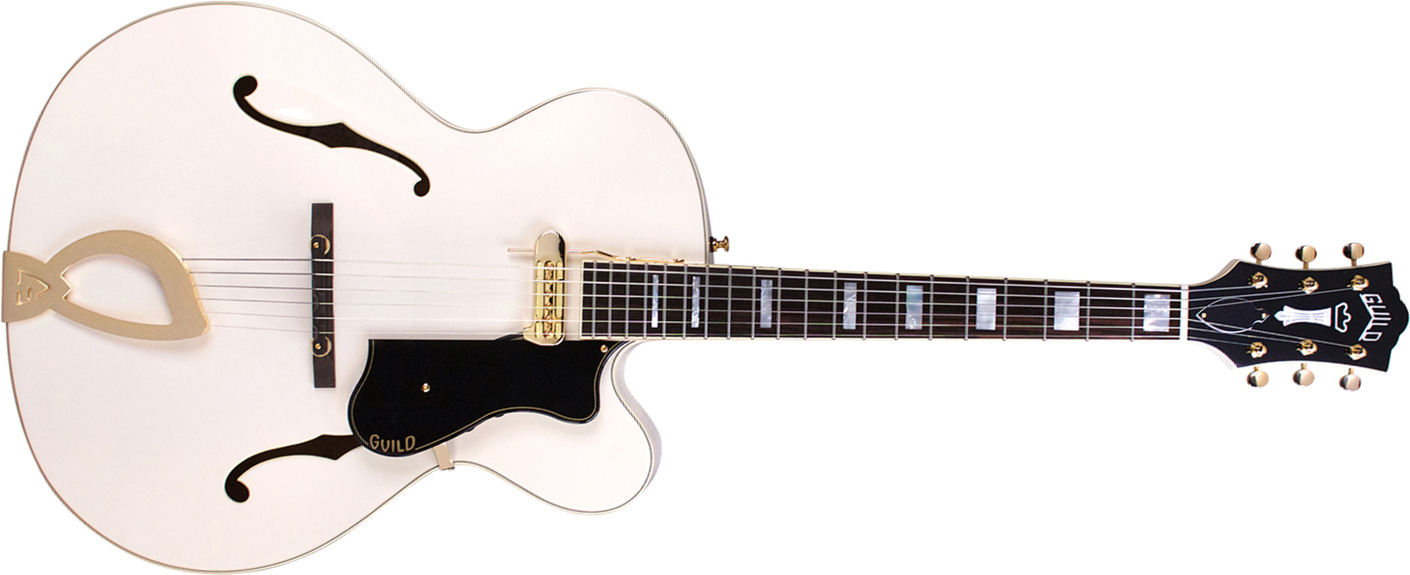 Guild A-150 Savoy Special Newark St Collection +etui - Snowcrest White - Guitarra eléctrica semi caja - Main picture
