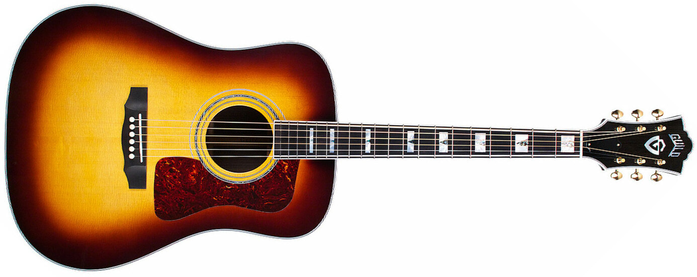 Guild D-55e Usa Dreadnought Epicea Palissandre Eb - Antique Burst - Guitarra electro acustica - Main picture