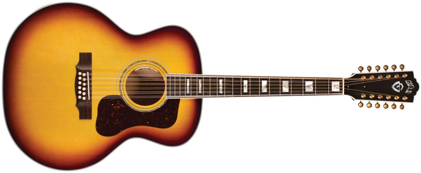 Guild F-512e Maple Usa Jumbo 12c Epicea Erable Eb - Antique Burst - Guitarra folk - Main picture