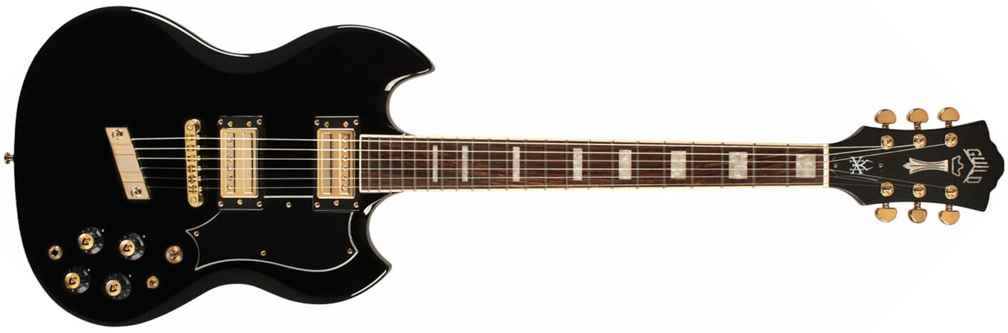 Guild Kim Thayil Polara Newark St Signature 2h Ht Rw - Black - Guitarra eléctrica de autor - Main picture