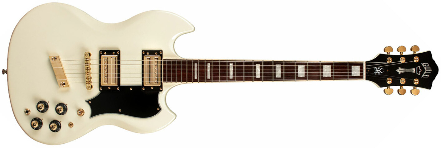 Guild Kim Thayil Polara Newark St Signature 2h Ht Rw - Vintage White - Guitarra eléctrica de autor - Main picture