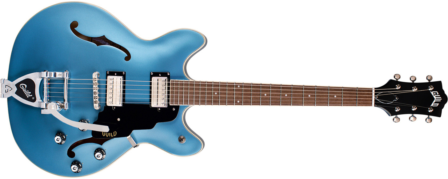 Guild Starfire I Dc Newark St Hh Bigsby Rw - Pelham Blue - Guitarra eléctrica semi caja - Main picture