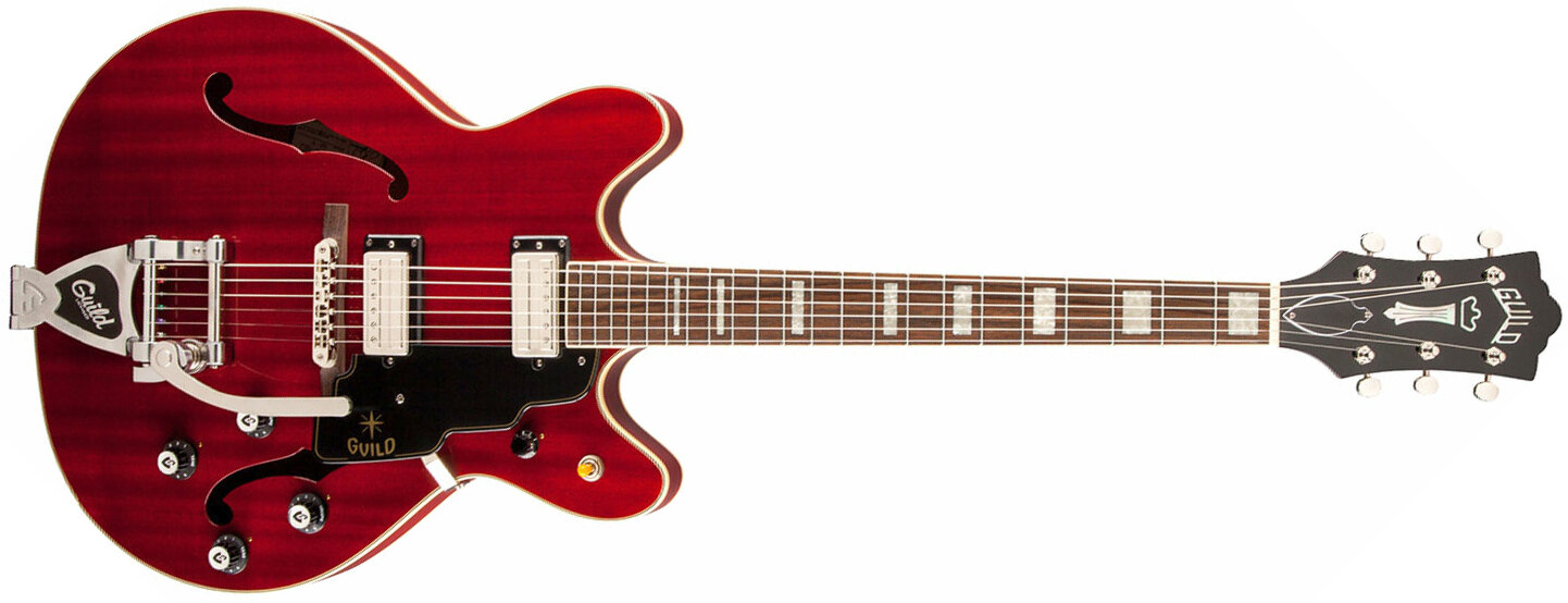 Guild Starfire V Newark St Hh Bigsby Rw - Cherry Red - Guitarra eléctrica semi caja - Main picture