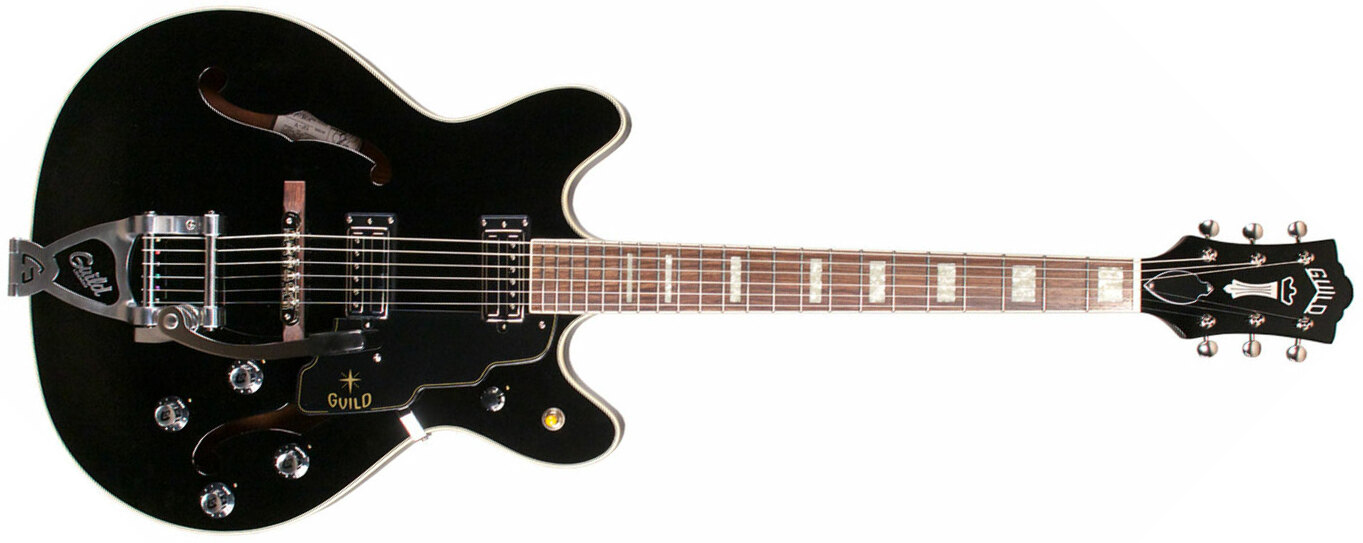 Guild Starfire V Newark St Hh Bigsby Rw - Black - Guitarra eléctrica semi caja - Main picture