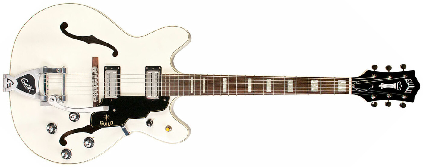 Guild Starfire V Newark St Hh Bigsby Rw - White - Guitarra eléctrica semi caja - Main picture