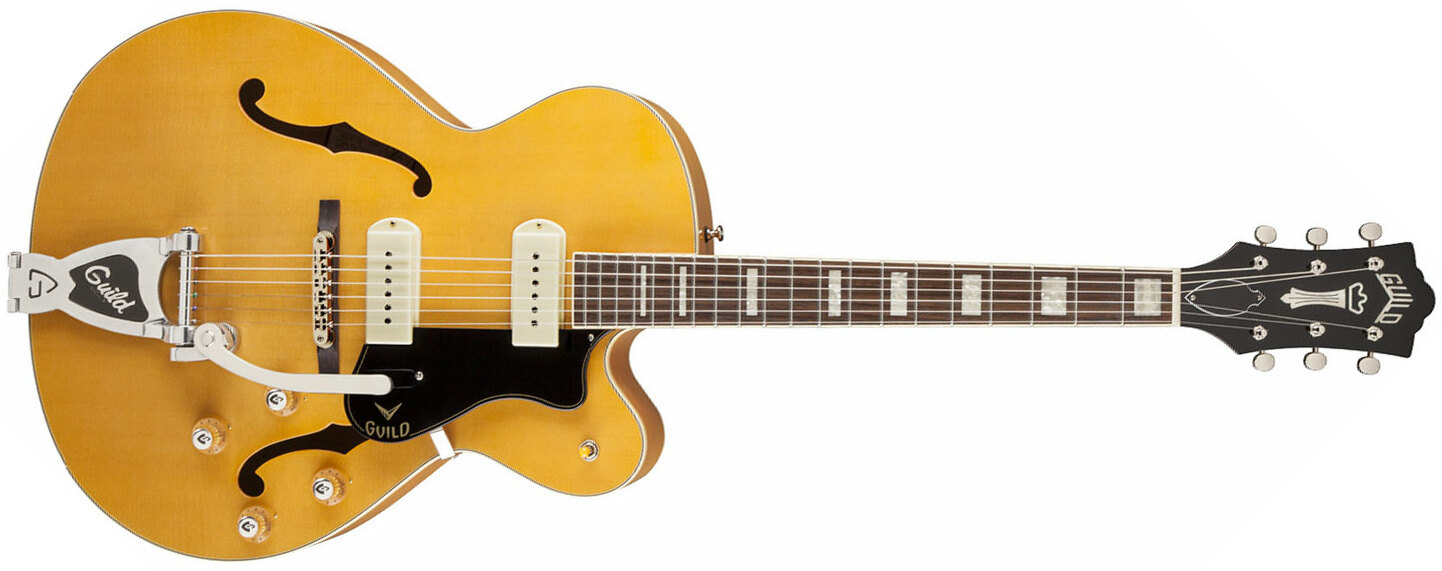 Guild X-175b Manhattan Newark St Collection Bigsby +etui - Blonde - Guitarra eléctrica semi caja - Main picture