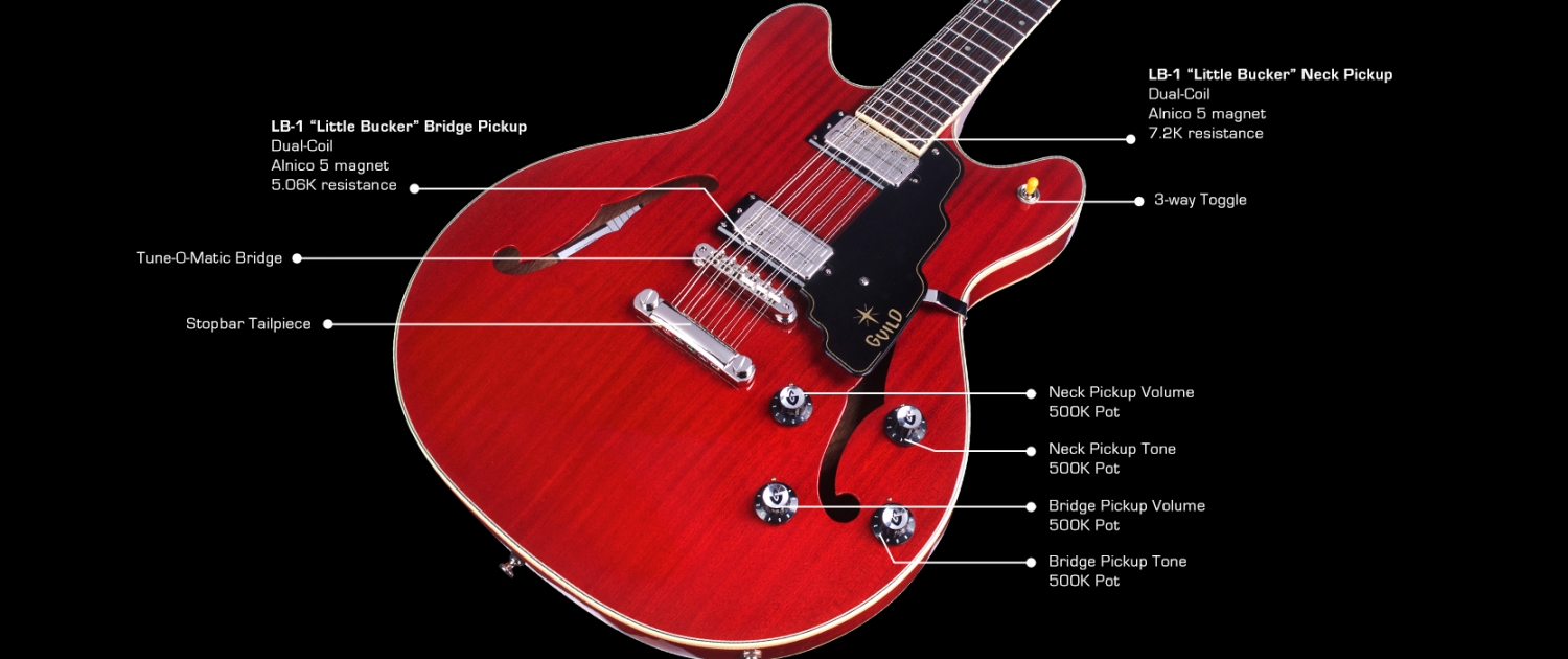 Guild Starfire Iv St-12 Newark St 12c 2h Ht Eb - Cherry Red - Guitarra eléctrica semi caja - Variation 4