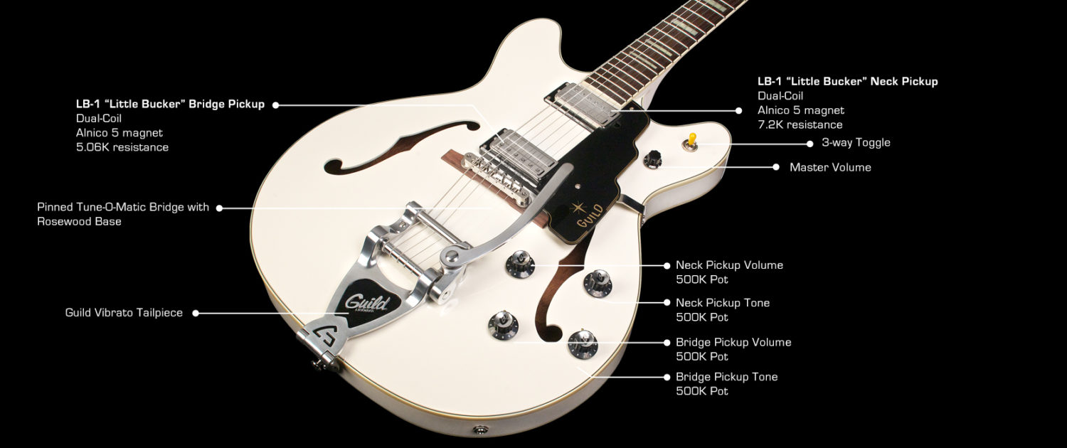 Guild Starfire V Newark St Hh Bigsby Rw - White - Guitarra eléctrica semi caja - Variation 5