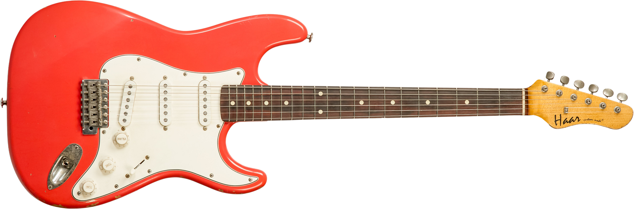 Haar Guitars Trad S 3s Lindy Fralin Trem Rw #42274 - Aged Fiesta Red - Guitarra eléctrica con forma de str. - Main picture