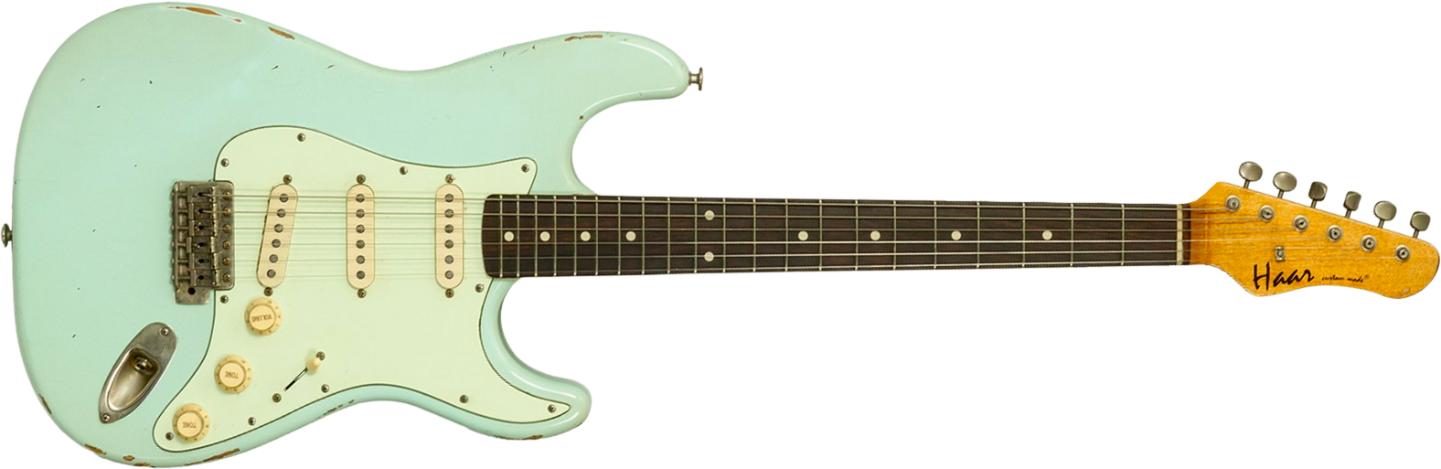 Haar Guitars Trad S 3s Lindy Fralin Trem Rw #43487 - Aged Surf Green - Guitarra eléctrica con forma de str. - Main picture