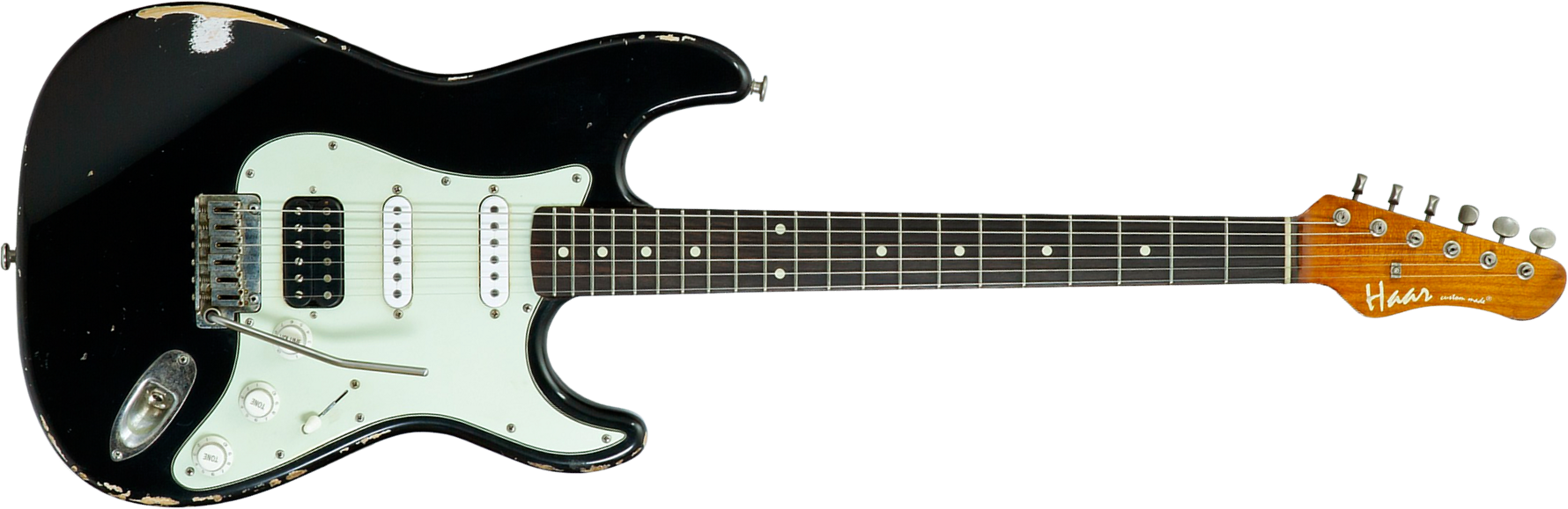 Haar Guitars Trad S Hss Amber Trem Rw #43517 - Aged Black - Guitarra eléctrica con forma de str. - Main picture