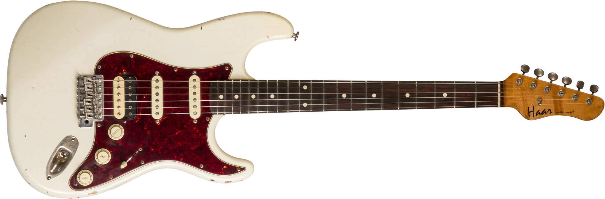 Haar Guitars Trad S Hss Lindy Fralin Trem Rw #42275 - Aged Olympic White - Guitarra eléctrica con forma de str. - Main picture