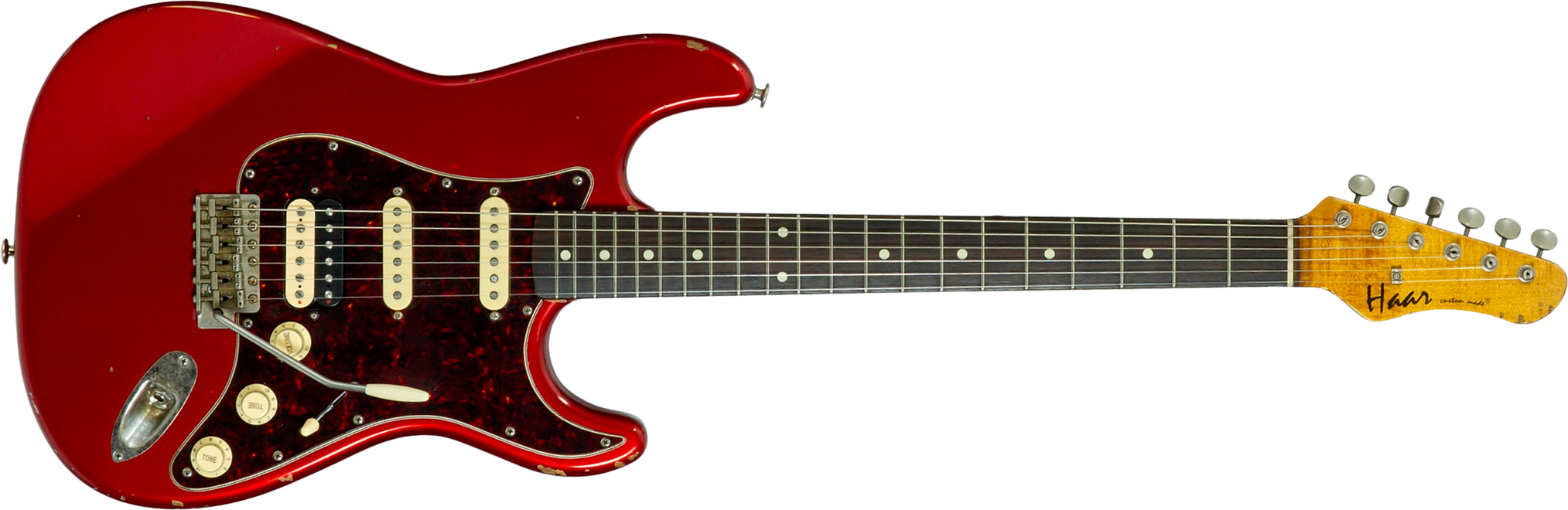 Haar Guitars Trad S Hss Lindy Fralin Trem Rw #43516 - Aged Candy Apple Red - Guitarra eléctrica con forma de str. - Main picture