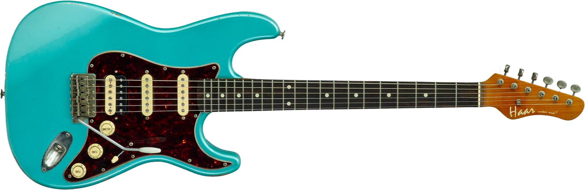 Haar Guitars Trad S Hss Lindy Fralin Trem Rw #43592 - Aged Teal Green Metallic - Guitarra eléctrica con forma de str. - Main picture