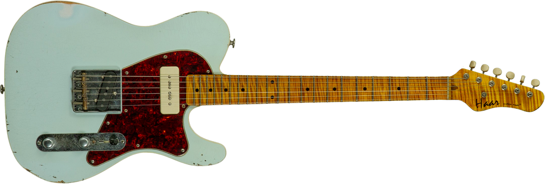 Haar Guitars Trad T  2s Lindy Fralin P90 #43675 - Aged Faded Sonic Blue - Guitarra eléctrica con forma de tel - Main picture