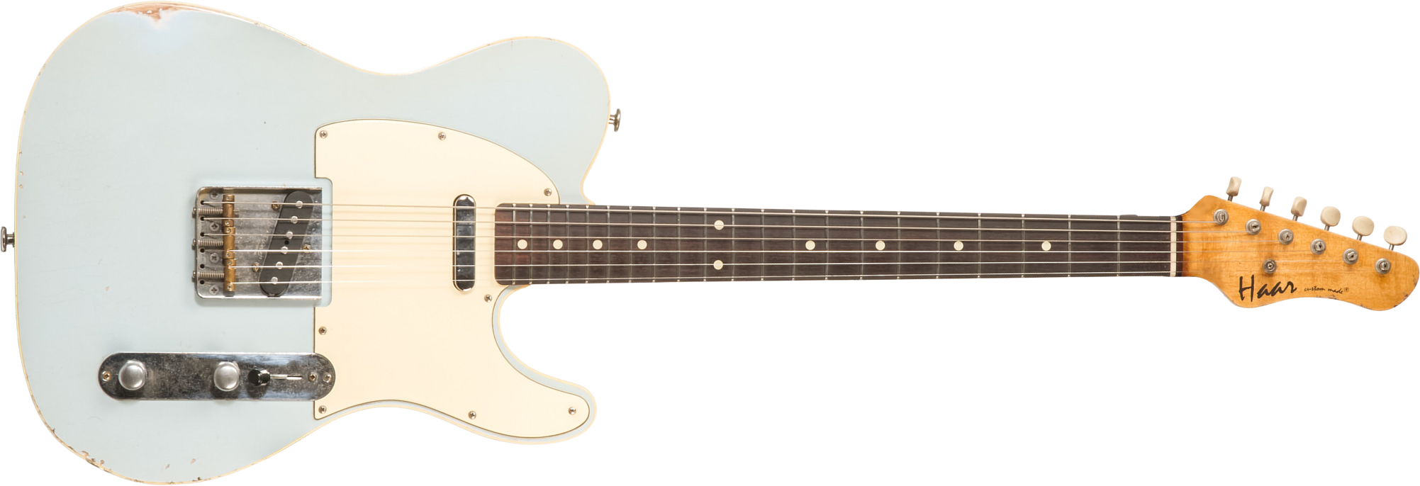 Haar Guitars Trad T Custom 2s Lindy Fralin Ht Rw #42268 - Aged Sonic Blue - Guitarra eléctrica con forma de tel - Main picture