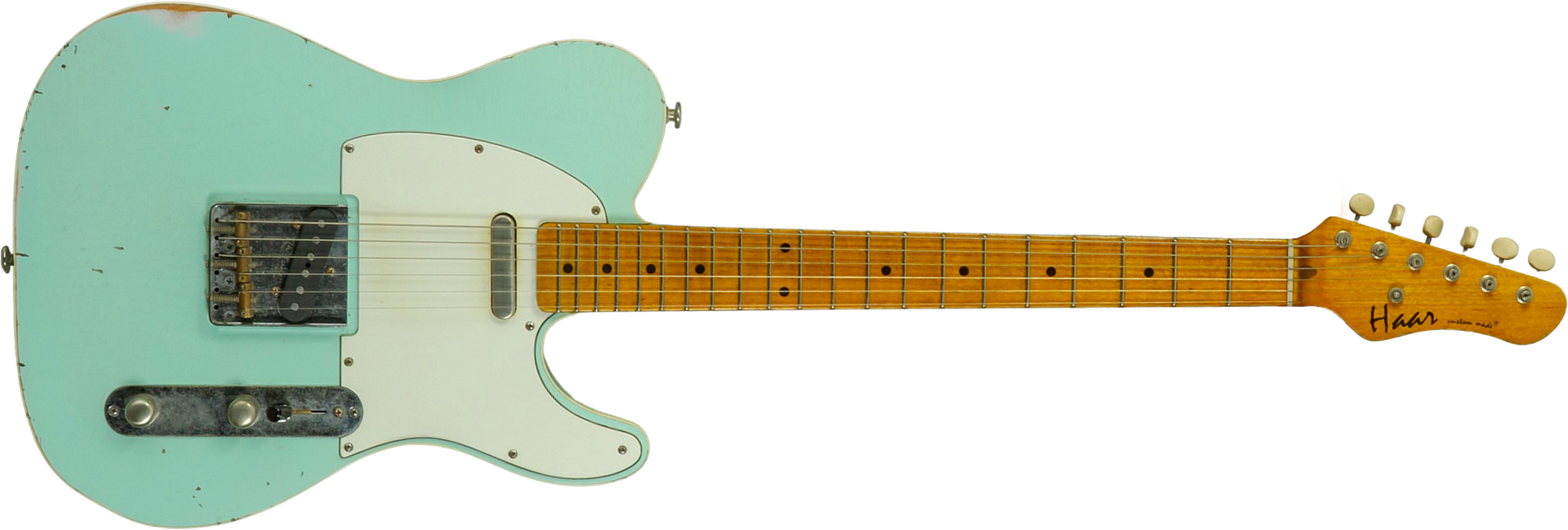 Haar Guitars Trad T Custom 2s Lindy Fralin Mn #43669 - Aged Surf Green - Guitarra eléctrica con forma de tel - Main picture