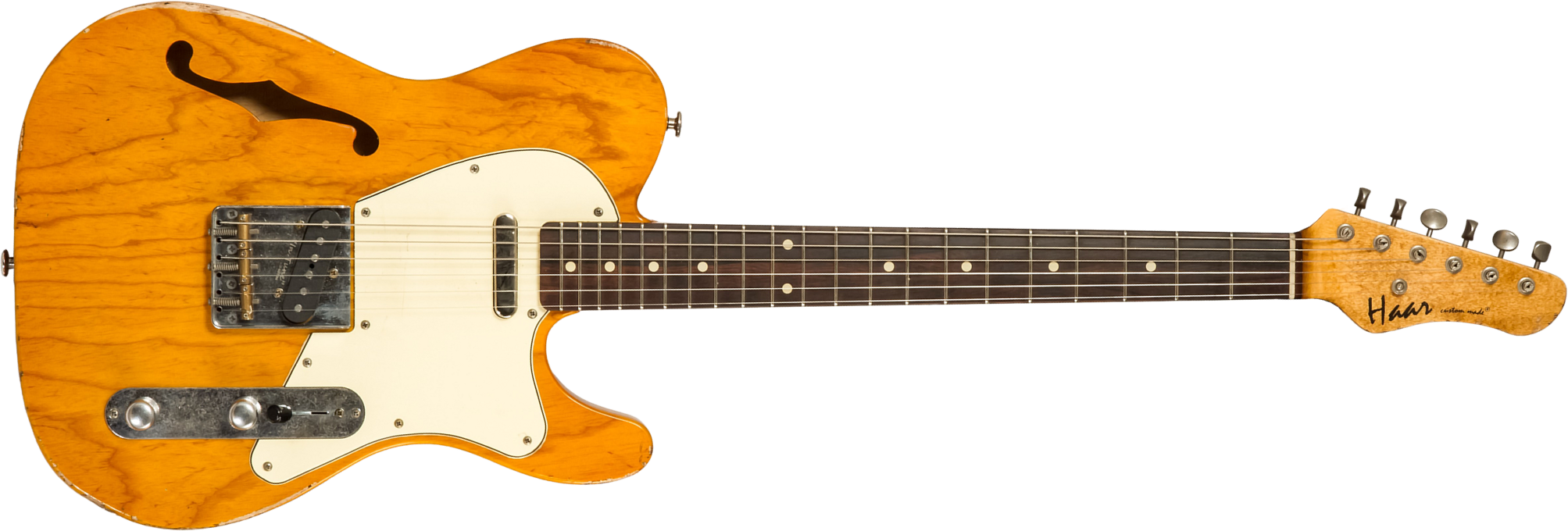 Haar Guitars Trad T Thinline 2s Lindy Fralin Ht Rw #42269 - Aged Orange Antique - Guitarra eléctrica con forma de tel - Main picture