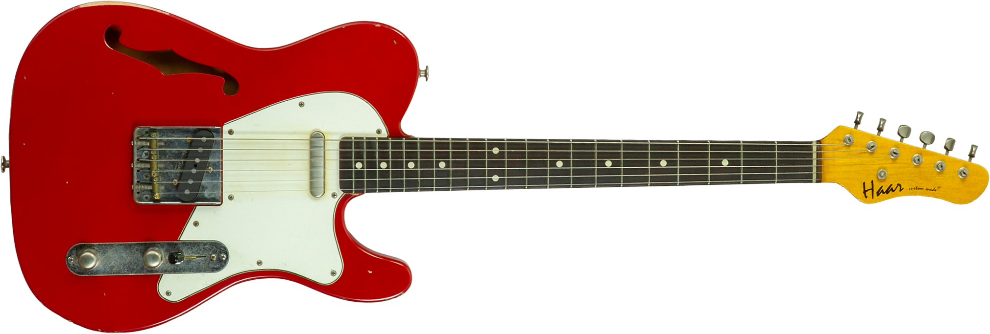Haar Guitars Trad T Thinline 2s Lindy Fralin Rw #43661 - Aged Old Red - Guitarra eléctrica con forma de tel - Main picture