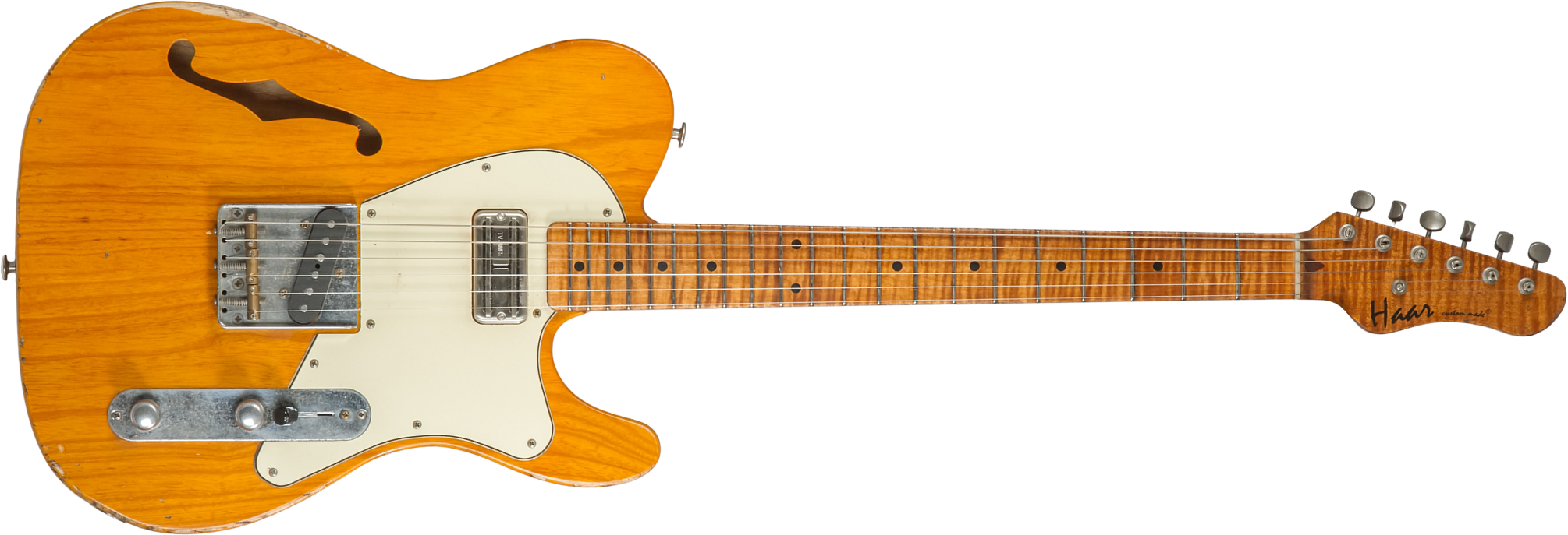 Haar Guitars Trad T Thinline Sh Tv Jones / Lindy Fralin Ht Mn #42270 - Aged Orange Antique - Guitarra eléctrica con forma de tel - Main picture