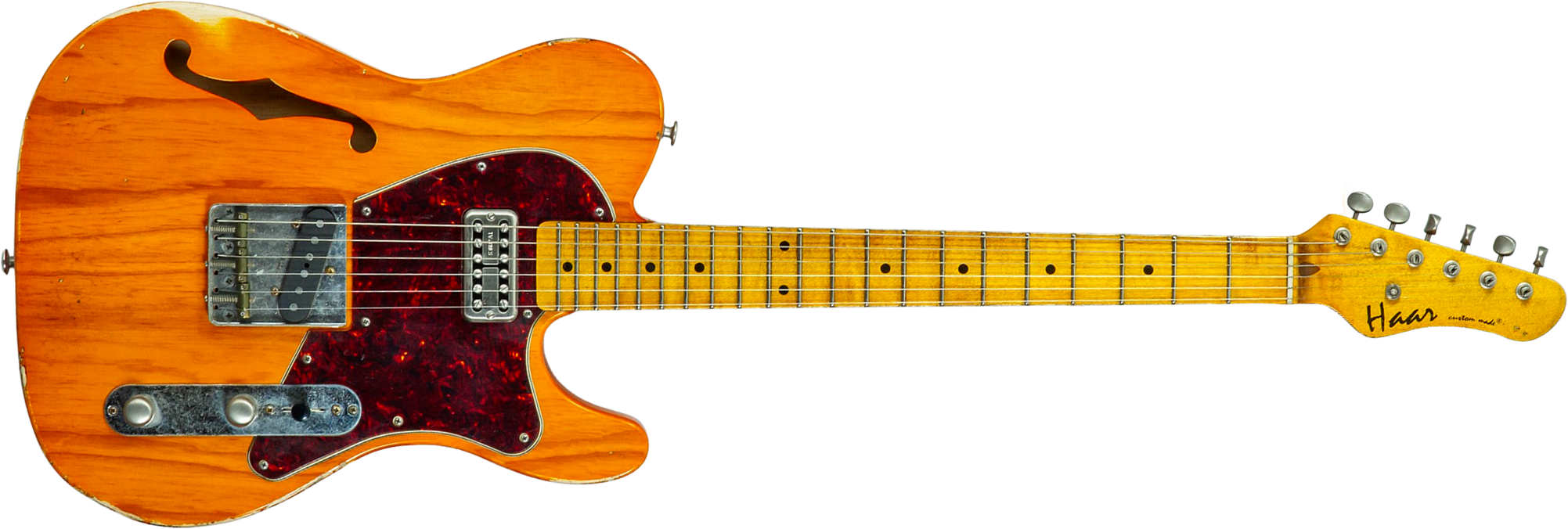 Haar Guitars Trad T Thinline Sh Tv Jones / Lindy Fralin Mn #43674 - Aged Orange See Through - Guitarra eléctrica con forma de tel - Main picture