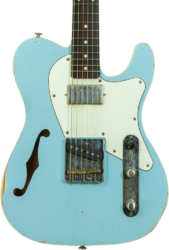 Guitarra eléctrica con forma de tel Haar guitars Trad T Thinline Custom #43670 - Aged Sonic Blue