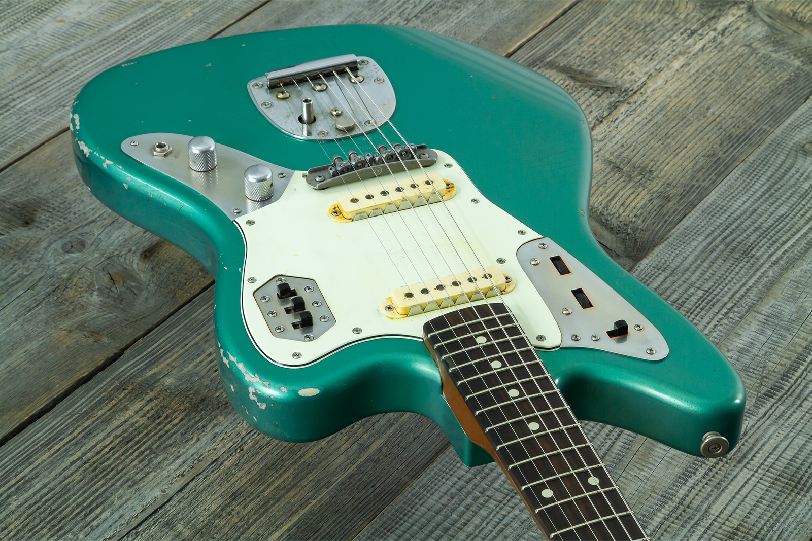 Haar Guitars Trad Jg 2s Amber Trem Rw #43594 - Aged Sherwood Green Metallic - Guitarra electrica retro rock - Variation 4