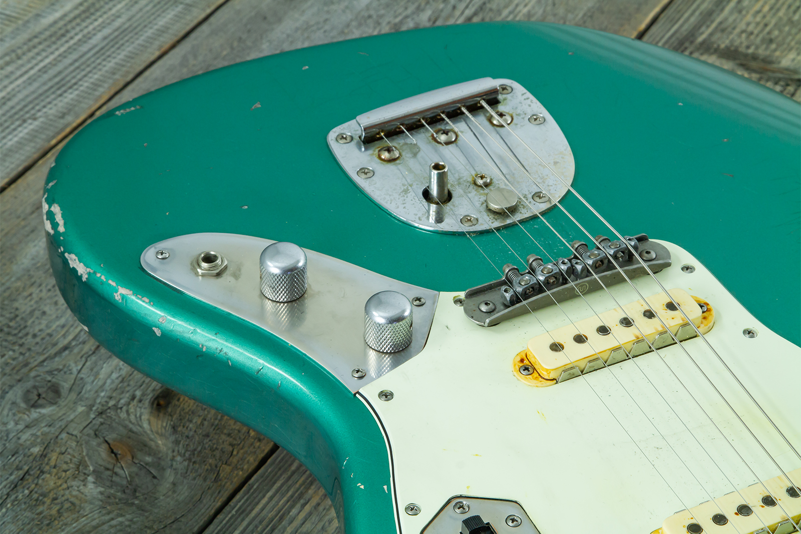 Haar Guitars Trad Jg 2s Amber Trem Rw #43594 - Aged Sherwood Green Metallic - Guitarra electrica retro rock - Variation 5