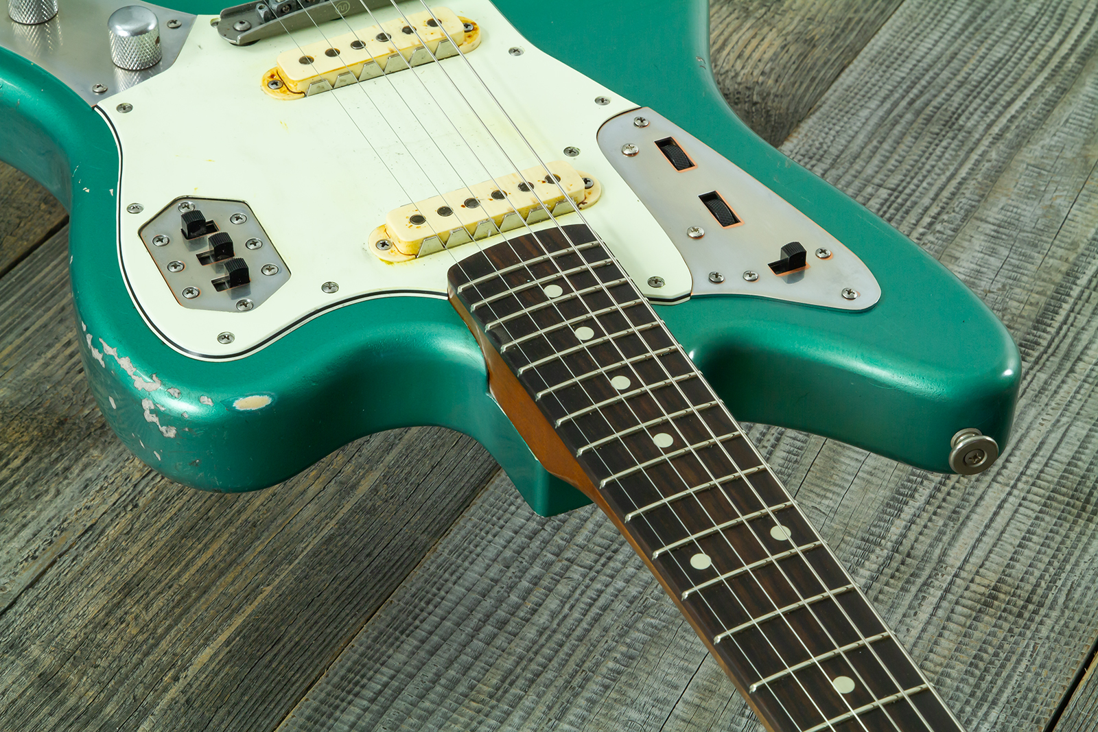 Haar Guitars Trad Jg 2s Amber Trem Rw #43594 - Aged Sherwood Green Metallic - Guitarra electrica retro rock - Variation 6