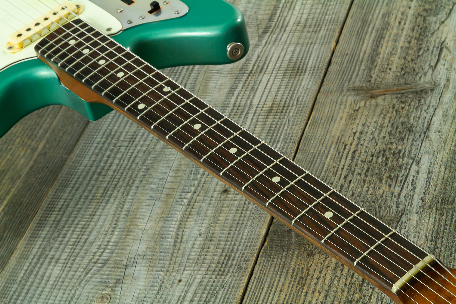 Haar Guitars Trad Jg 2s Amber Trem Rw #43594 - Aged Sherwood Green Metallic - Guitarra electrica retro rock - Variation 7