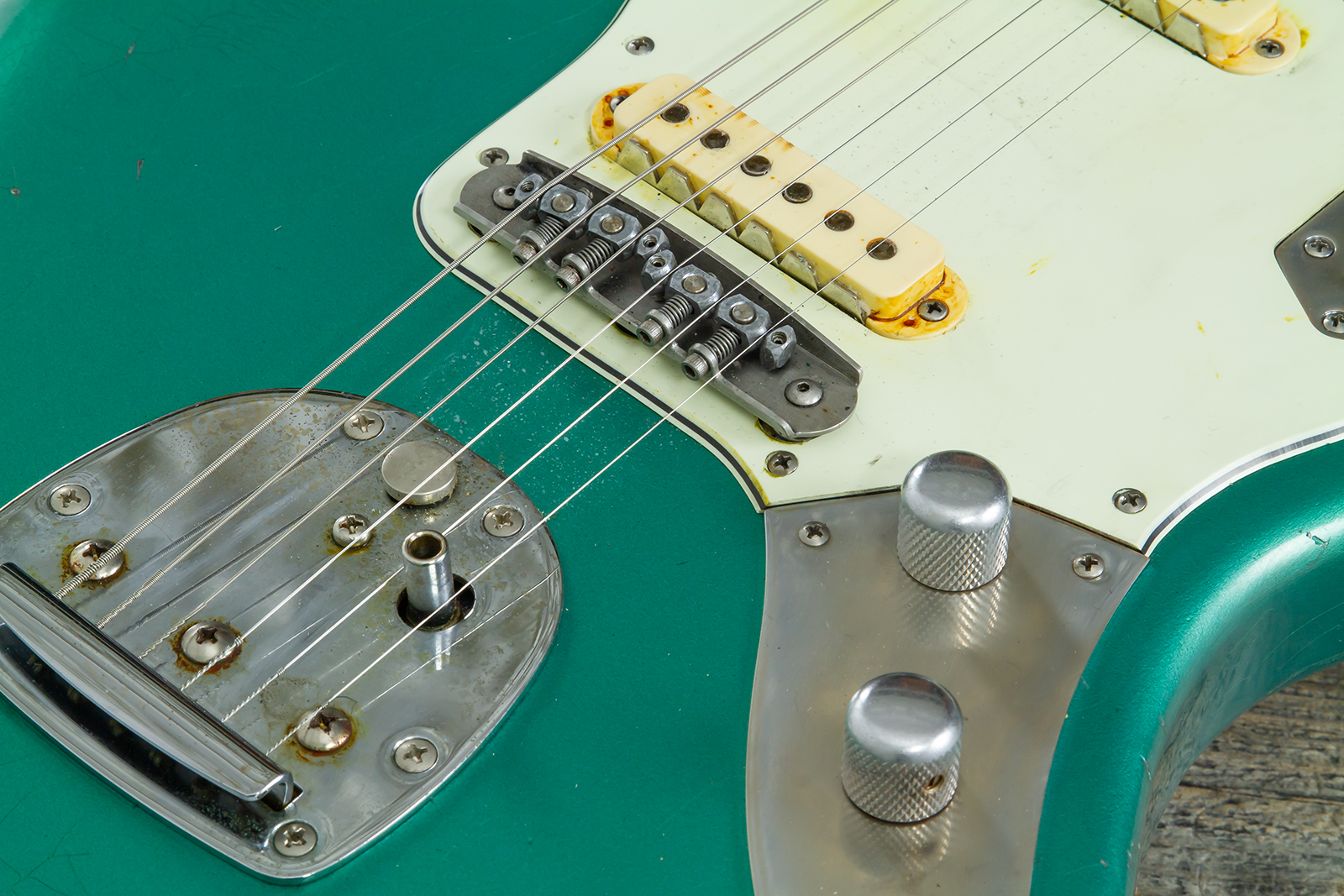Haar Guitars Trad Jg 2s Amber Trem Rw #43594 - Aged Sherwood Green Metallic - Guitarra electrica retro rock - Variation 8