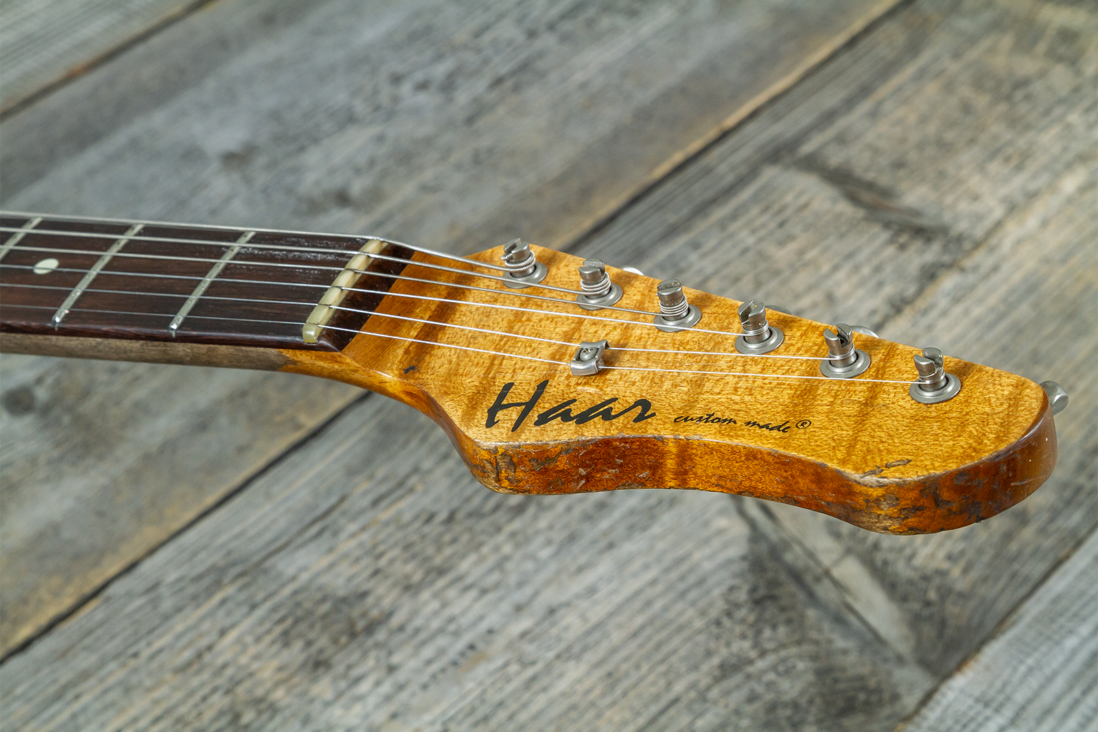 Haar Guitars Trad S 3s Klopppmann Trem Rw #43486 - Aged Fiesta Red - Guitarra eléctrica con forma de str. - Variation 6