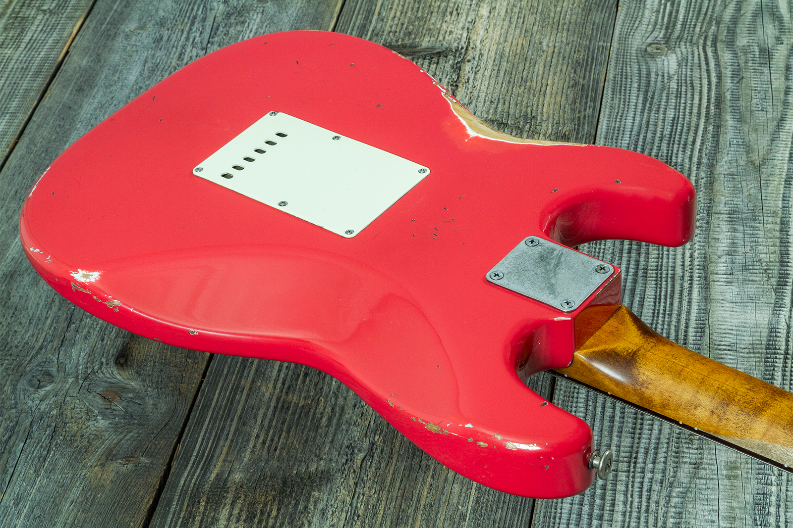 Haar Guitars Trad S 3s Klopppmann Trem Rw #43486 - Aged Fiesta Red - Guitarra eléctrica con forma de str. - Variation 7