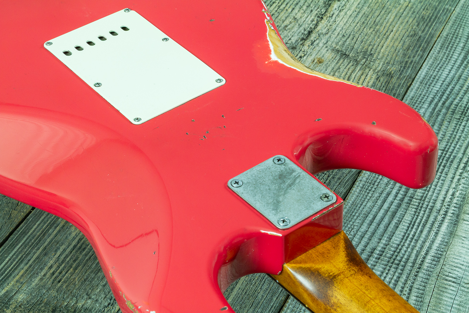 Haar Guitars Trad S 3s Klopppmann Trem Rw #43486 - Aged Fiesta Red - Guitarra eléctrica con forma de str. - Variation 8