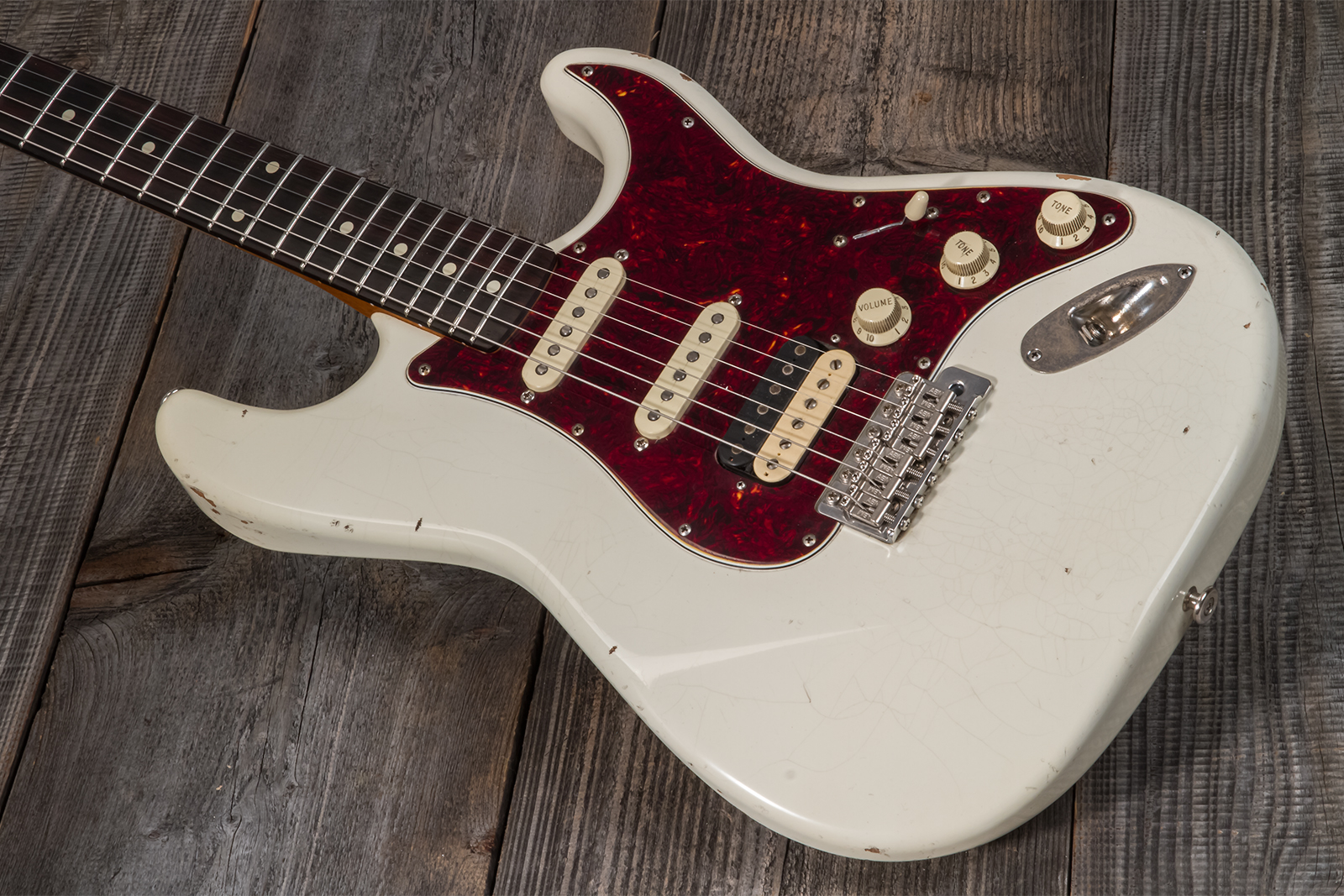 Haar Guitars Trad S Hss Lindy Fralin Trem Rw #42275 - Aged Olympic White - Guitarra eléctrica con forma de str. - Variation 2