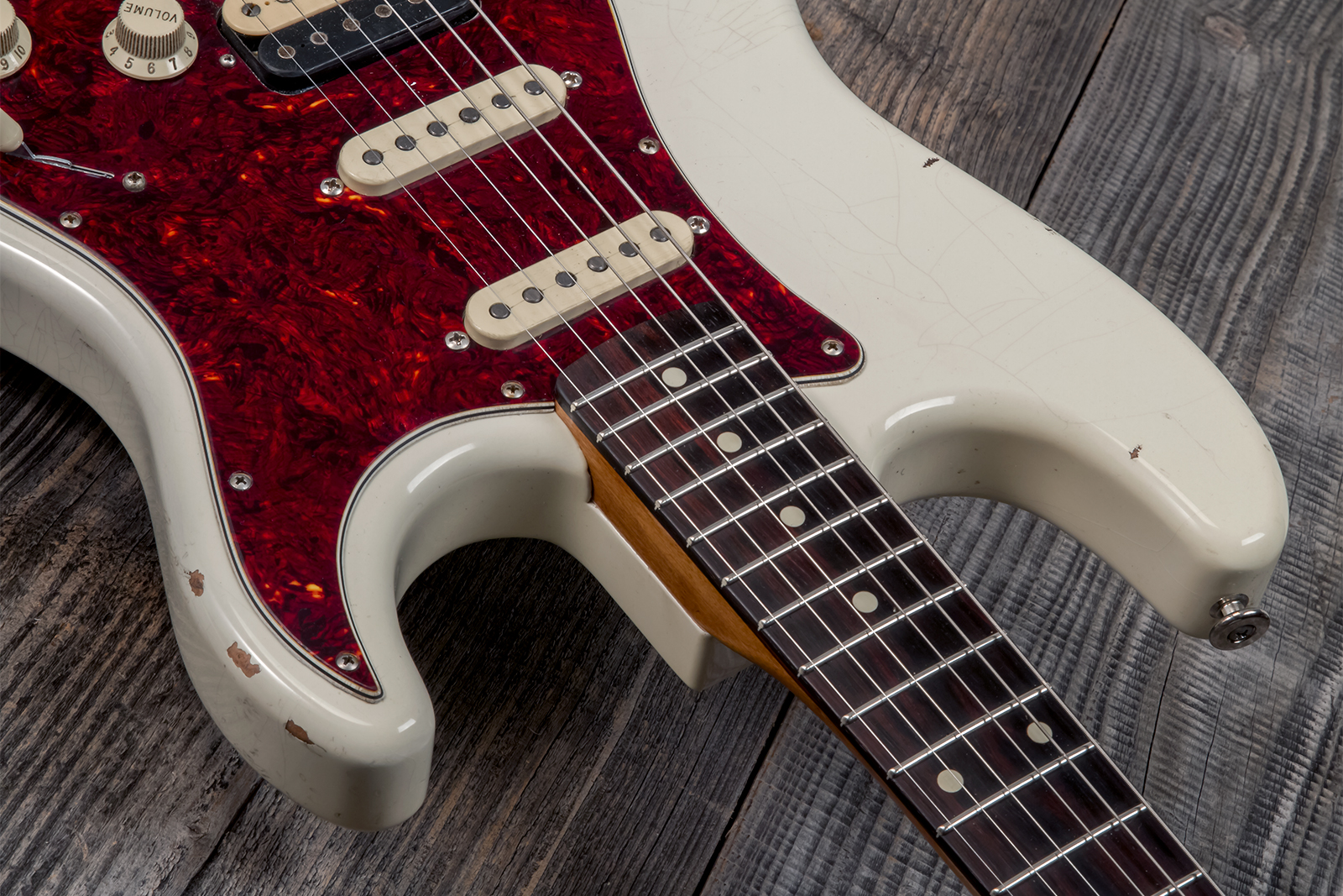 Haar Guitars Trad S Hss Lindy Fralin Trem Rw #42275 - Aged Olympic White - Guitarra eléctrica con forma de str. - Variation 4