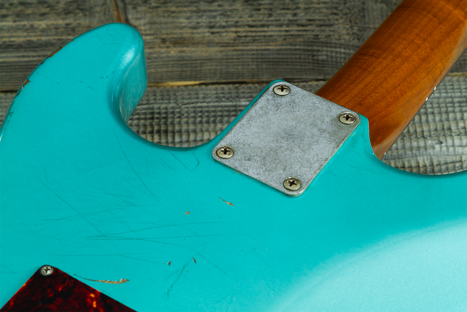 Haar Guitars Trad S Hss Lindy Fralin Trem Rw #43592 - Aged Teal Green Metallic - Guitarra eléctrica con forma de str. - Variation 11