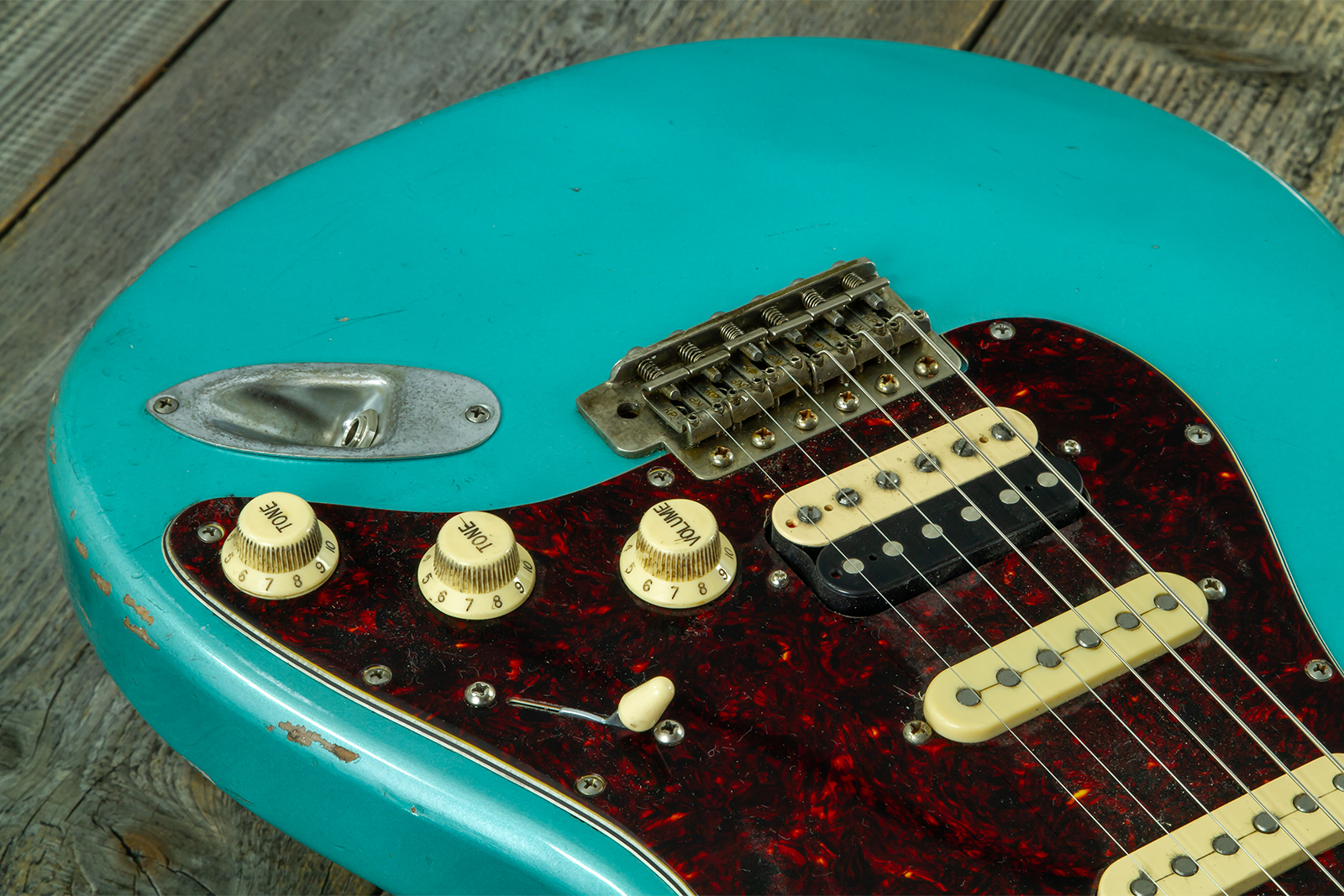 Haar Guitars Trad S Hss Lindy Fralin Trem Rw #43592 - Aged Teal Green Metallic - Guitarra eléctrica con forma de str. - Variation 3