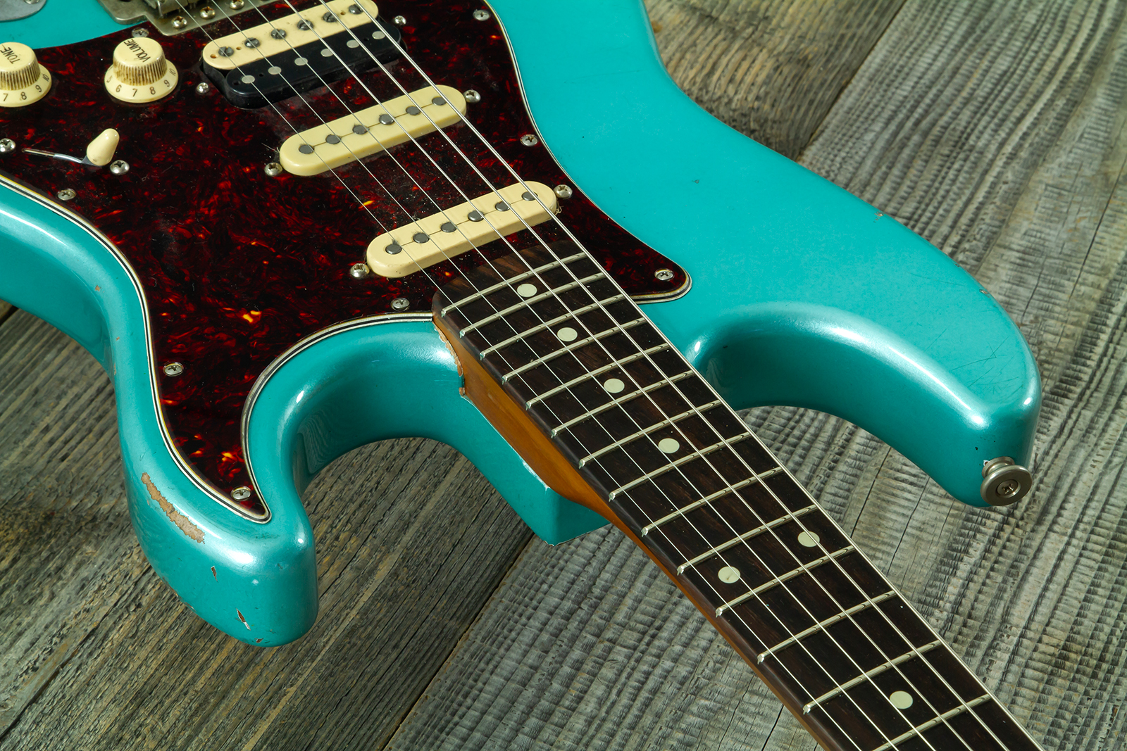 Haar Guitars Trad S Hss Lindy Fralin Trem Rw #43592 - Aged Teal Green Metallic - Guitarra eléctrica con forma de str. - Variation 4