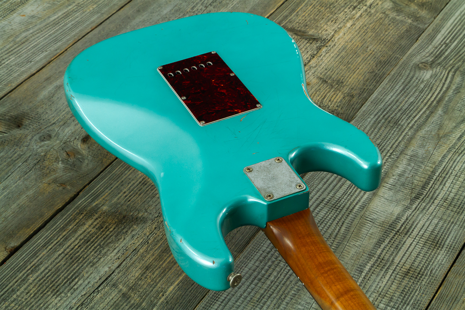 Haar Guitars Trad S Hss Lindy Fralin Trem Rw #43592 - Aged Teal Green Metallic - Guitarra eléctrica con forma de str. - Variation 7
