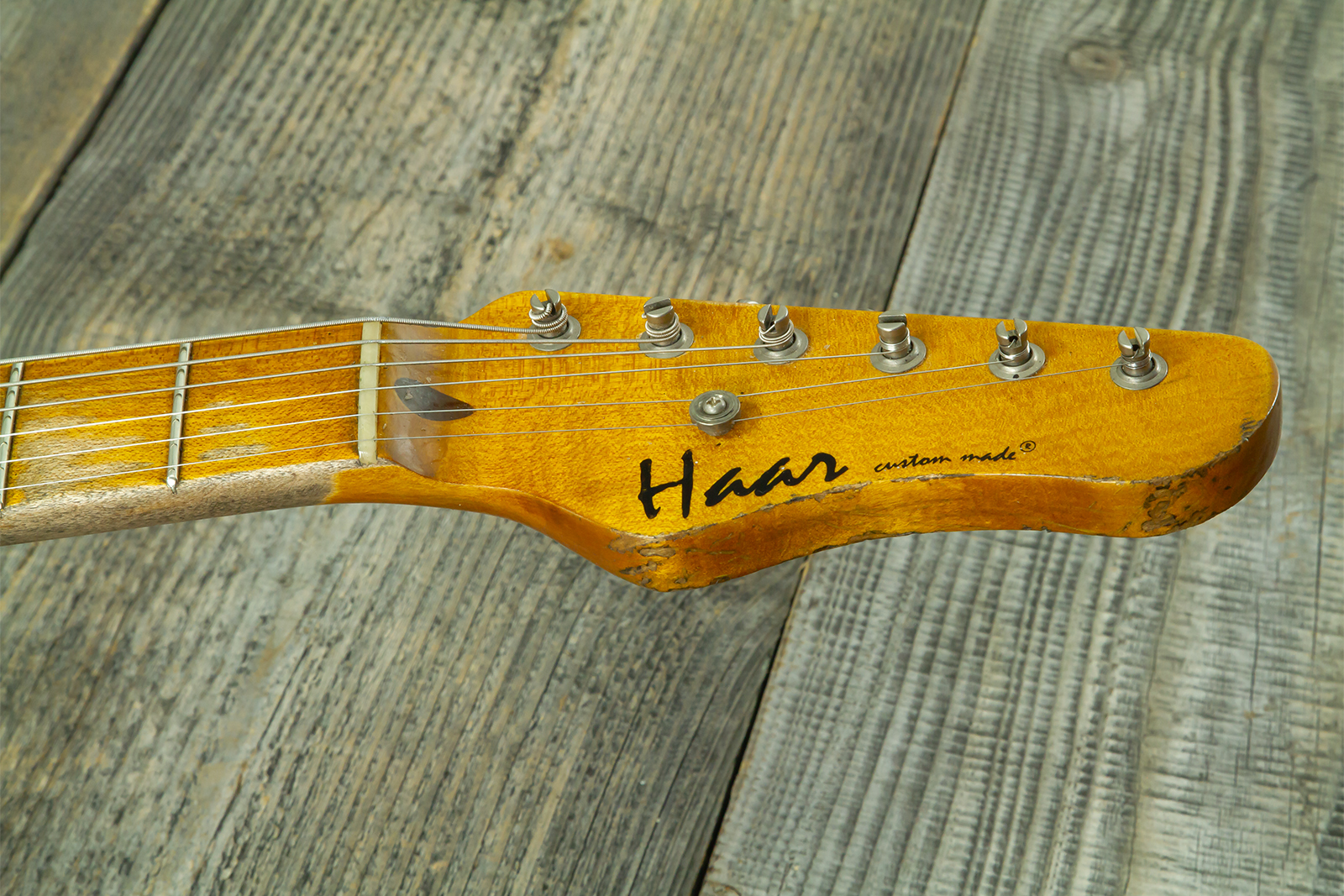 Haar Guitars Trad T 2s Amber Ht Mn #43590 - Aged Butterscotch - Guitarra eléctrica con forma de tel - Variation 13
