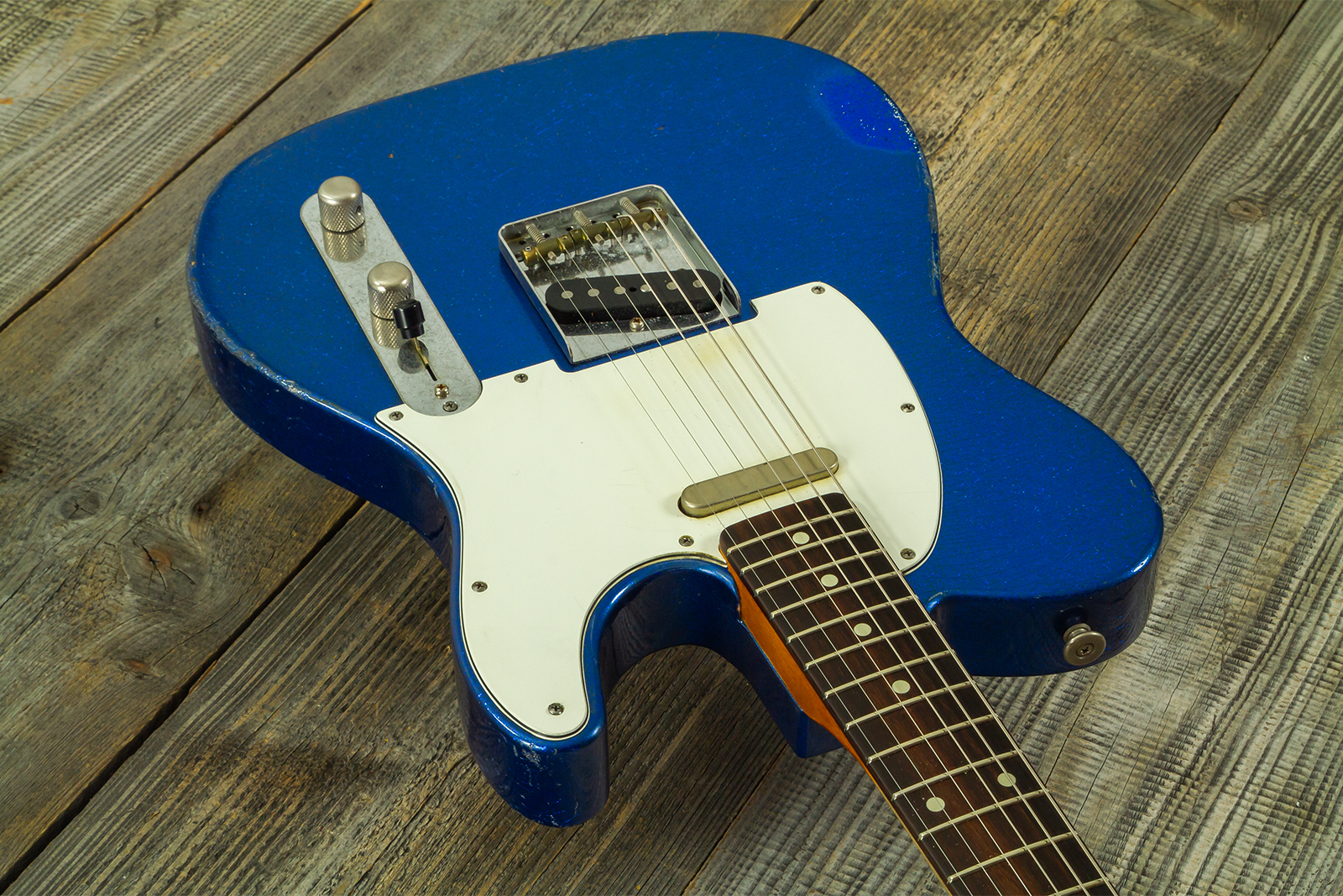Haar Guitars Trad T 2s Lindy Fralin #43671 - Aged Sparkle Blue - Guitarra eléctrica con forma de tel - Variation 2
