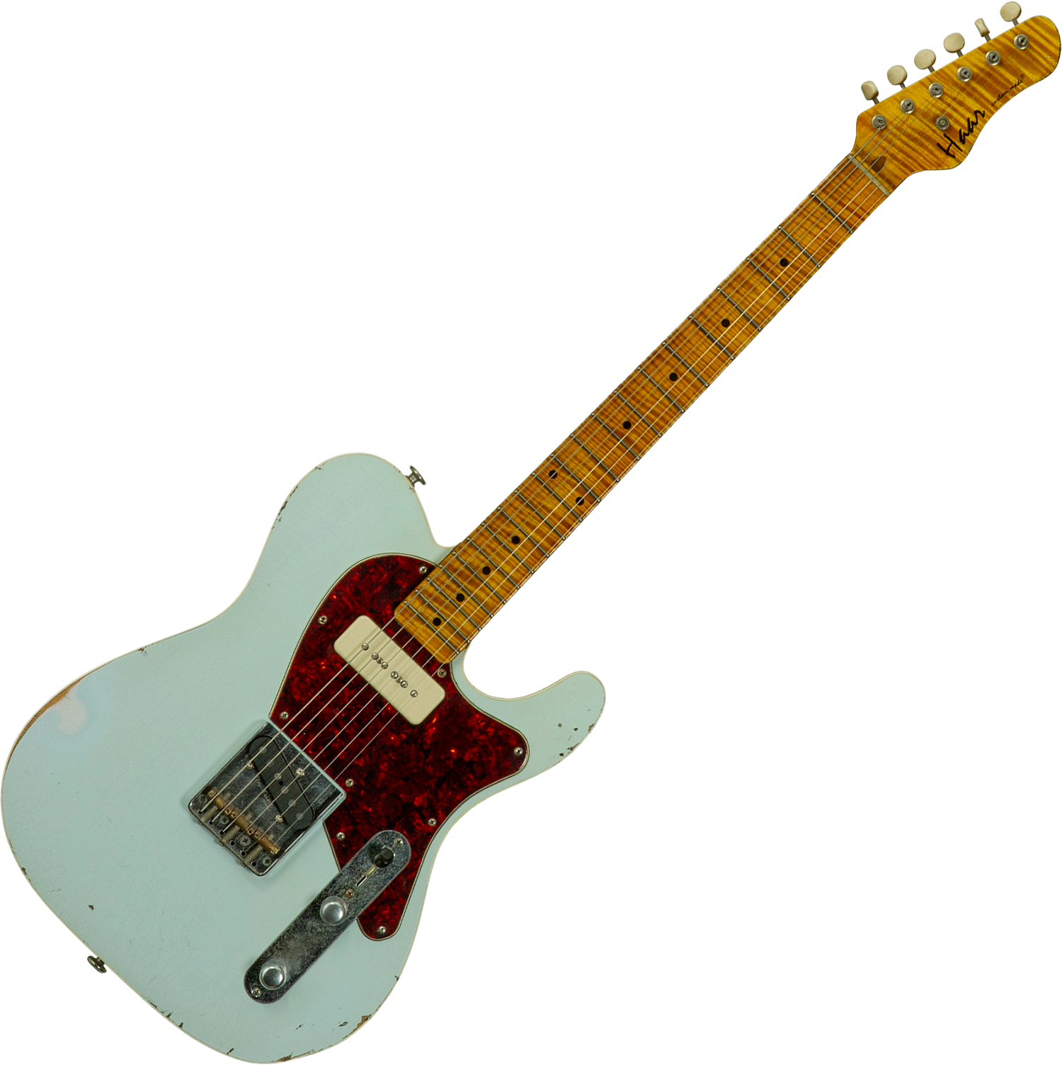 Haar Guitars Trad T  2s Lindy Fralin P90 #43675 - Aged Faded Sonic Blue - Guitarra eléctrica con forma de tel - Variation 1