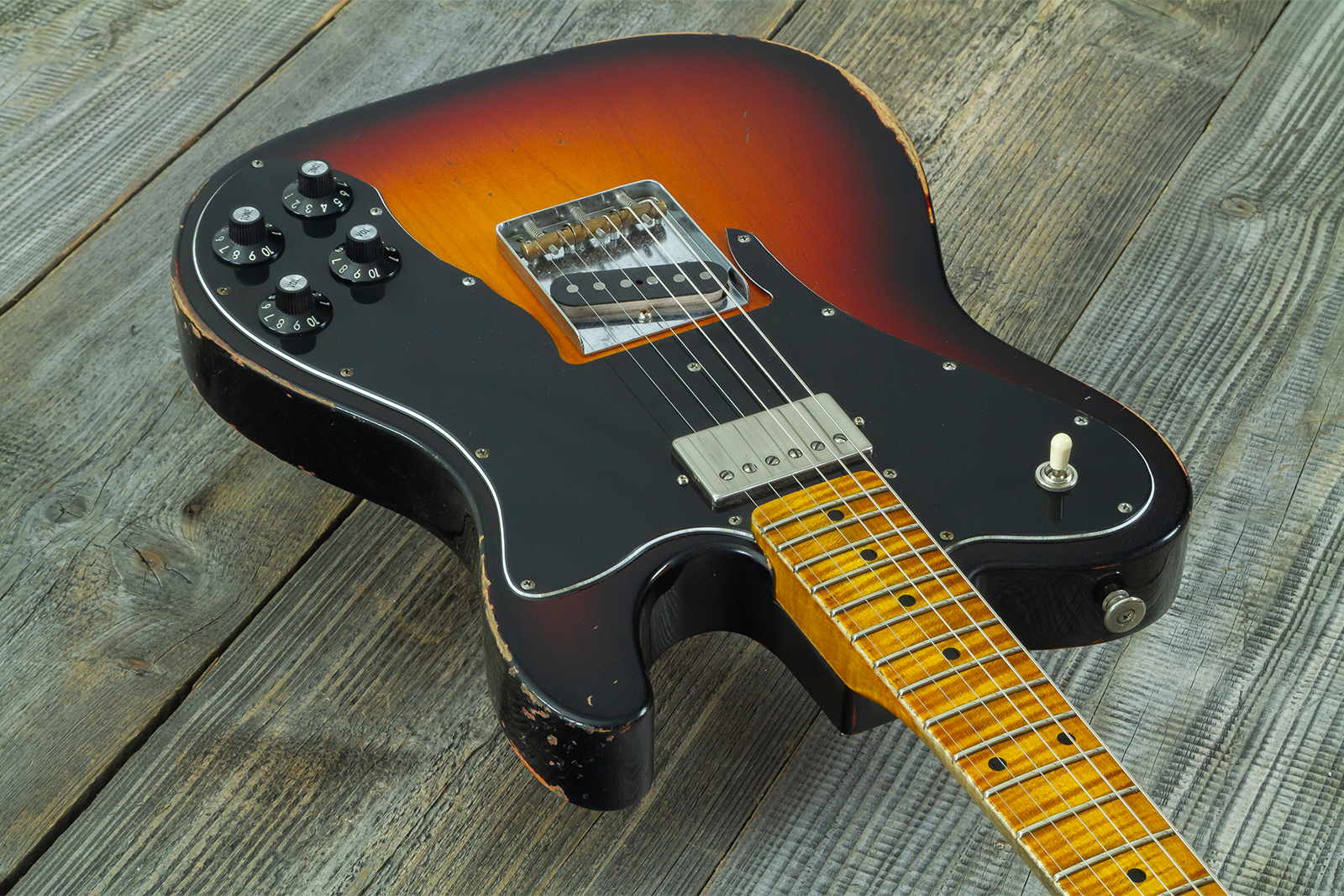 Haar Guitars Trad T 72 Sh Lindy Fralin Mn #43667 - Aged 3 Tone Sunburst - Guitarra eléctrica con forma de tel - Variation 2
