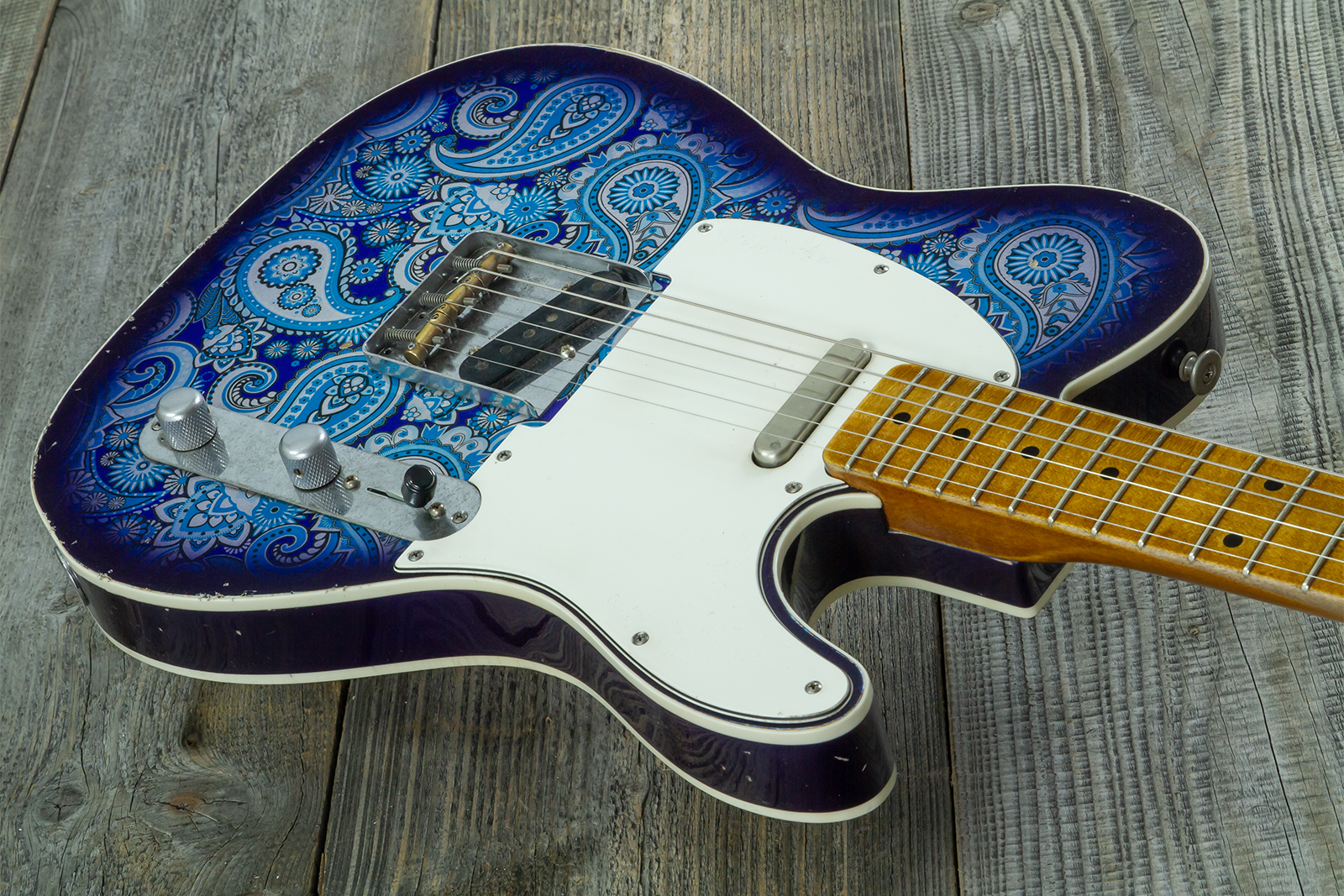 Haar Guitars Trad T Custom 2s Kloppmann. Mn  #43518 - Blue Paisley - Guitarra eléctrica con forma de tel - Variation 2